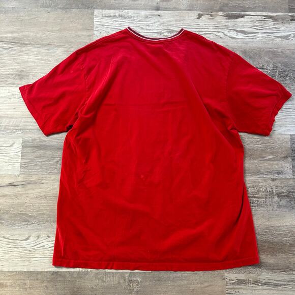 Tommy Jeans 1985 Embroidered Red Vintage Tee XL Distressed 90s Streetwear - Picture 4 of 10